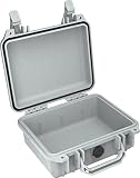 PELI 1200 Maletín técnico estanco para el transporte de equipos electrónicos y fotográficos frágiles, IP67 estanco, 4L de capacidad, fabricado en EE.UU., sin espuma, color gris