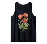Amapola Flor Nombre Científico Vintage Ilustración Flores Camiseta sin Mangas