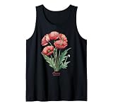 Amapola Flor Nombre Científico Vintage Ilustración Flores Camiseta sin Mangas