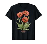 Amapola Flor Nombre Científico Vintage Ilustración Flores Camiseta