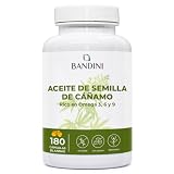 Bandini® Aceite de Cáñamo 1000 mg, 180 Cápsulas | Prensado en Frío | Fuente de Omega 3, 6 9 Alternativa a los Ácidos Grasos del Pescado | 6 meses | ALA, Ácido Linoleico y Oleico | Hemp seed Oil