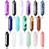 Juego de 17 piedras de cristal curativo, hexagonales de curación para reiki, meditación, piedras preciosas de chakra, amatista, ojo de tigre, obsidiana, cuarzo rosa, colgante espiritual, decoración