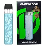 Vaporesso XROS 5 Mini Kit Auto draw Electronic Cigarette Vaporizer, 30W MTL Vape with 1500mAh Battery 3ML XROS Pod Cartridge 0.6ohm COREX 3.0 Vaping No Nicotine No Liquid (Azul fluo)