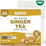 HANDPICK Té Herbal De Jengibre | 100 Bolsitas Sin Cafeína | Infusión elaborada con raíz de jengibre en bolsitas redondas, sabor suave y especiado