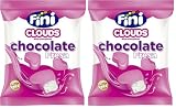 Fini Clouds Corazones de Fresa | Espumas dulces con Cobertura de Confitería | Nubes y Golosinas Sin Gluten - 80 gr (Paquete de 2)
