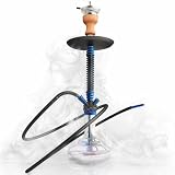 RMAN Cachimba 66 cm Shisha Completa de Aluminio Azul | Set Completo con Manguera de Silicona, Cazoleta de Cristal y 2 Boquillas; Ideal para Casa, Terraza y Reuniones