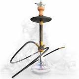 RMAN Cachimba Shisha 66 cm Grande de Aluminio, Dorado | Completa con Manguera de Silicona, 2 Boquillas Incluidas, Cazoleta de Cristal, Accesorios Premium