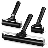 Juego de Rodillos de Impresión de Goma Negro, 6cm 10cm 20 CM | Cilindro Liso Mango Ergonómico, Apoyo para Entintado y Encolado, Uso en Bloques y Juntas