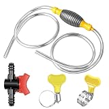 Bomba Trasvase Gasoil, Bombas de Sifón de Combustible | Bomba de Agua Manual de Transferencia de Gasolina, Gas, Líquida Automóvil, con Manguera 3 metros, válvula, 2 abrazader