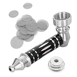 Mini Pipa de Tabaco para Fumar en Negro , Pipa para Fumar Tabaco Desmontable con 20 Filtros de Pantalla de Acero Inoxidable, Portátil Pipa de Bolsillo Como Regalo para Padre Abuelo