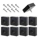 NUTKIT 8PCS Protector Patas Muebles,30x30x10 mm Patas de Goma para Muebles | Taco Goma de Cuadrada,Patas Resistentes al Desgaste con 8 Tornillo de Montaje,para Sillas,Mesas y Electrodomésticos-Negra