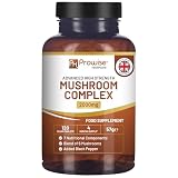 Complejo avanzado de hongos 2000 mg | Una mezcla excelente de 6 hongos: melena de león, chaga, cordyceps, shiitake, reishi y maitake con pimienta negra | 120 tabletas veganas de alta potencia
