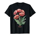Amapola Flor Nombre Científico Vintage Ilustración Flores Camiseta