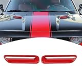 PDKLIN Cubierta de ventilación para capó Challenger, bisel rojo, compatible con Dodge Challenger 2009 2010 2011 2012 2013 2014, accesorios exteriores rojos, 2 piezas