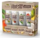 Mussa Canaria Set de Cremas de Manos Naturales - Mango, Aloe Vera, Plátano y Coco - Tamaño Viaje 4 x 40 ml