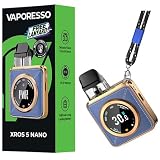 Vaporesso XROS 5 Nano Kit | Auto Draw/Button Activitation Pod Vape Built in 1600mAh Battery,1.09 Touch Display,3ml Xros Cartridge MTL & RDL vaping E Cigarette Vaporizer (Blue Leatherette)