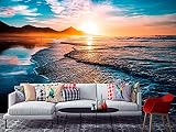 Oedim Papel Pintado Amanecer en la Orilla, Decorativo para Habitaciones, decoración para Paredes, Mural